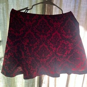 Forever 21 Red and Black Damask Mini Skirt